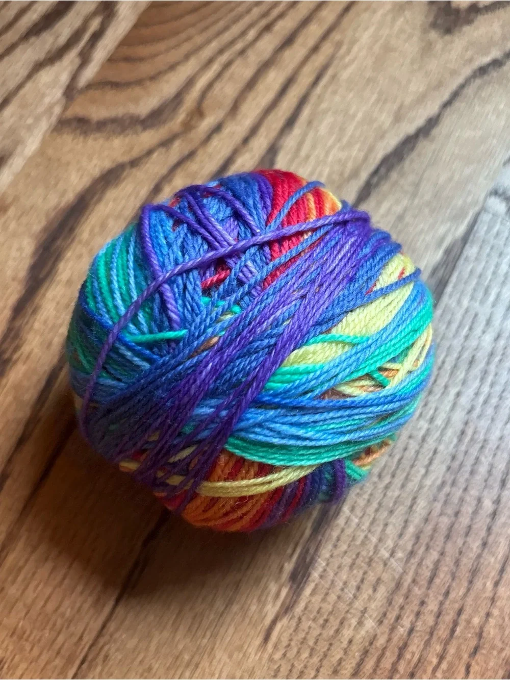 Yarn Fingering Hand Dyed Rainbow Wool Blend 95g Blue Red Yellow Knitting Crochet